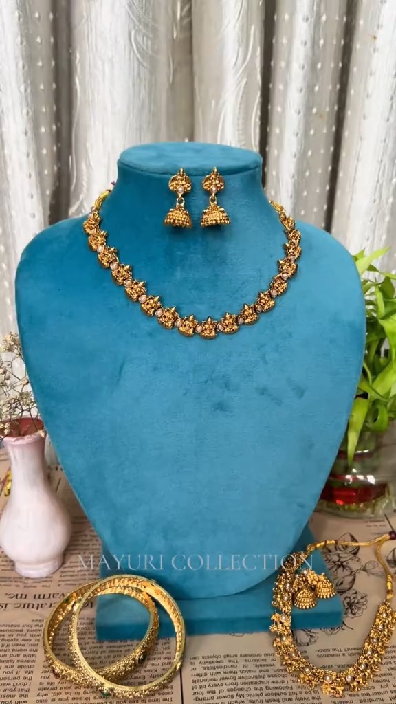 Temple Jhumka Earrings with Pearl Drops